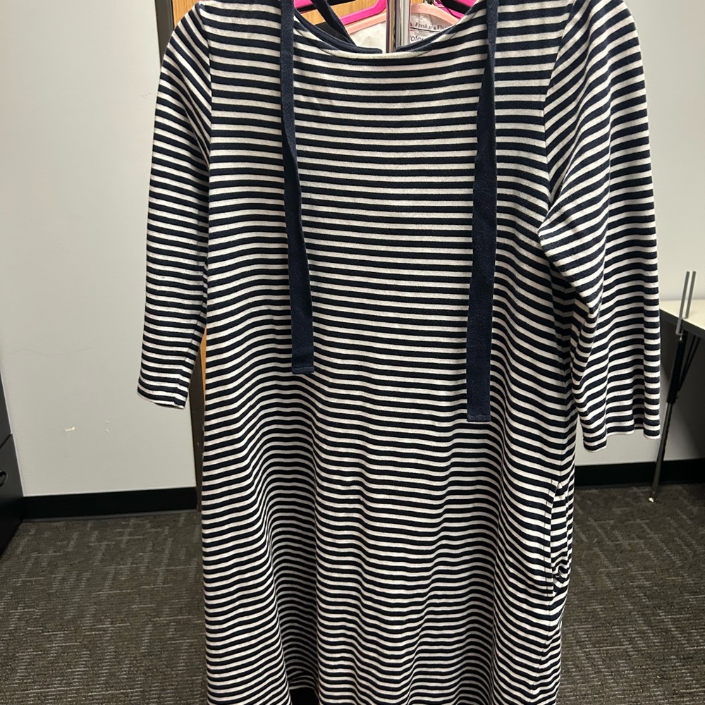 1901 Navy and White Striped Dress